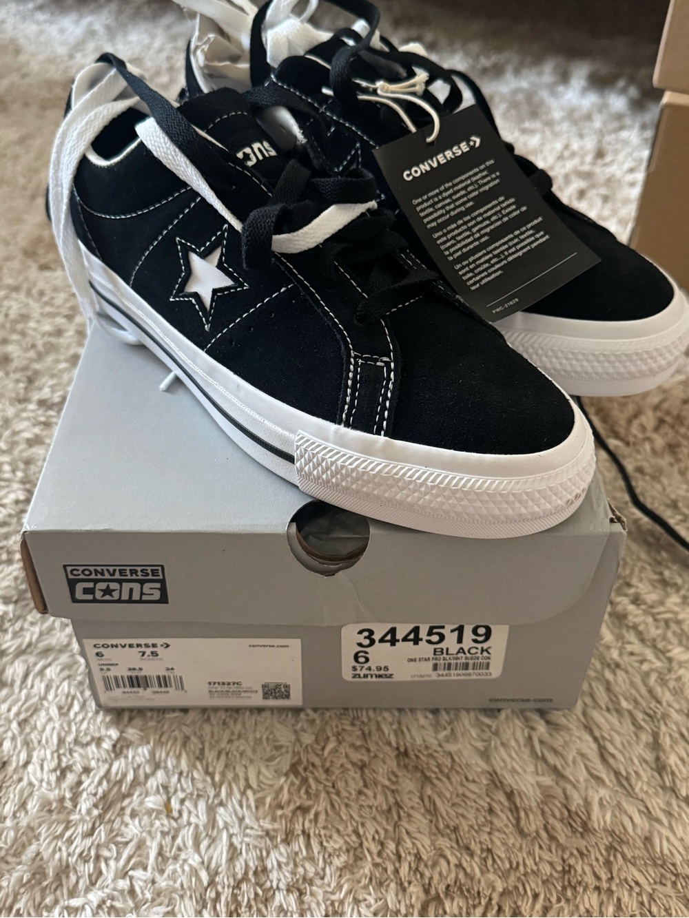 Converse Kids Black & White One Star Low Top Sneakers